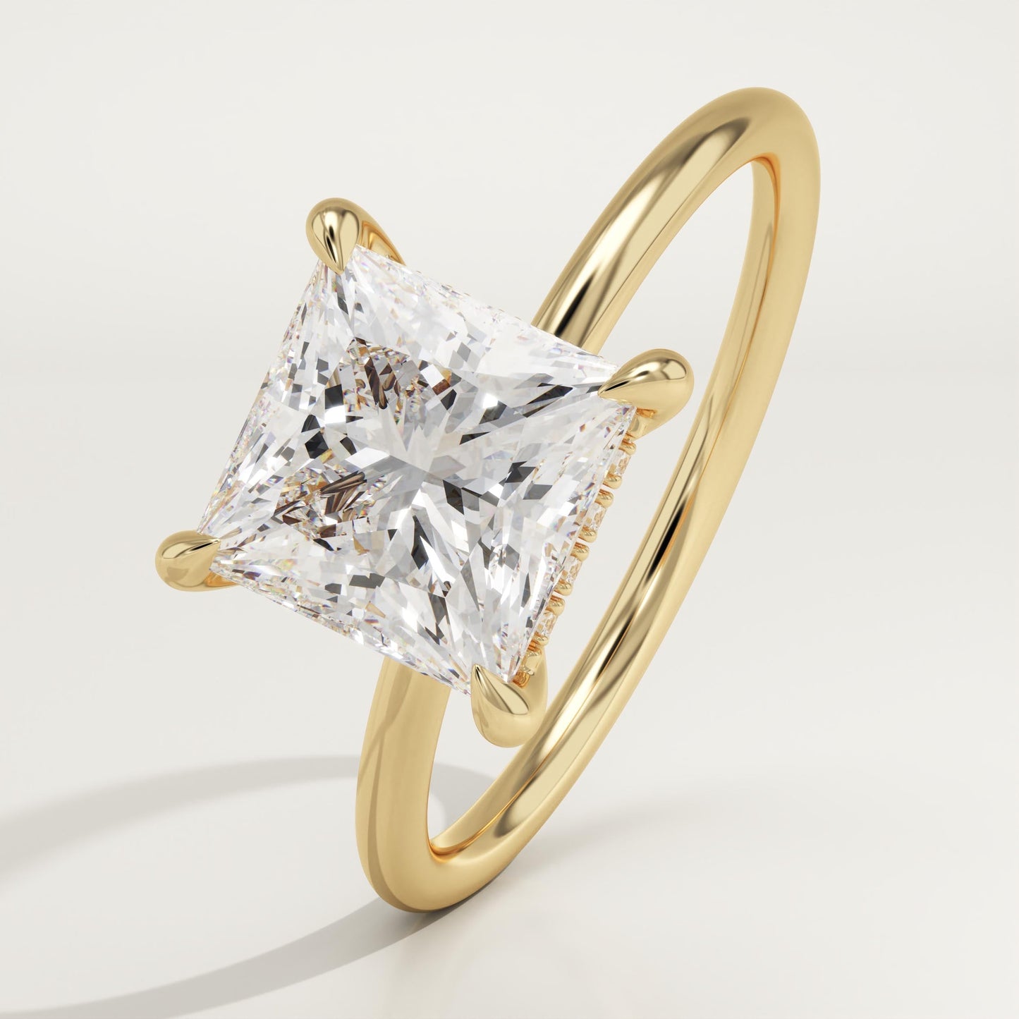 2.25 CT Princess Cut Hidden Halo Moissanite Engagement Ring