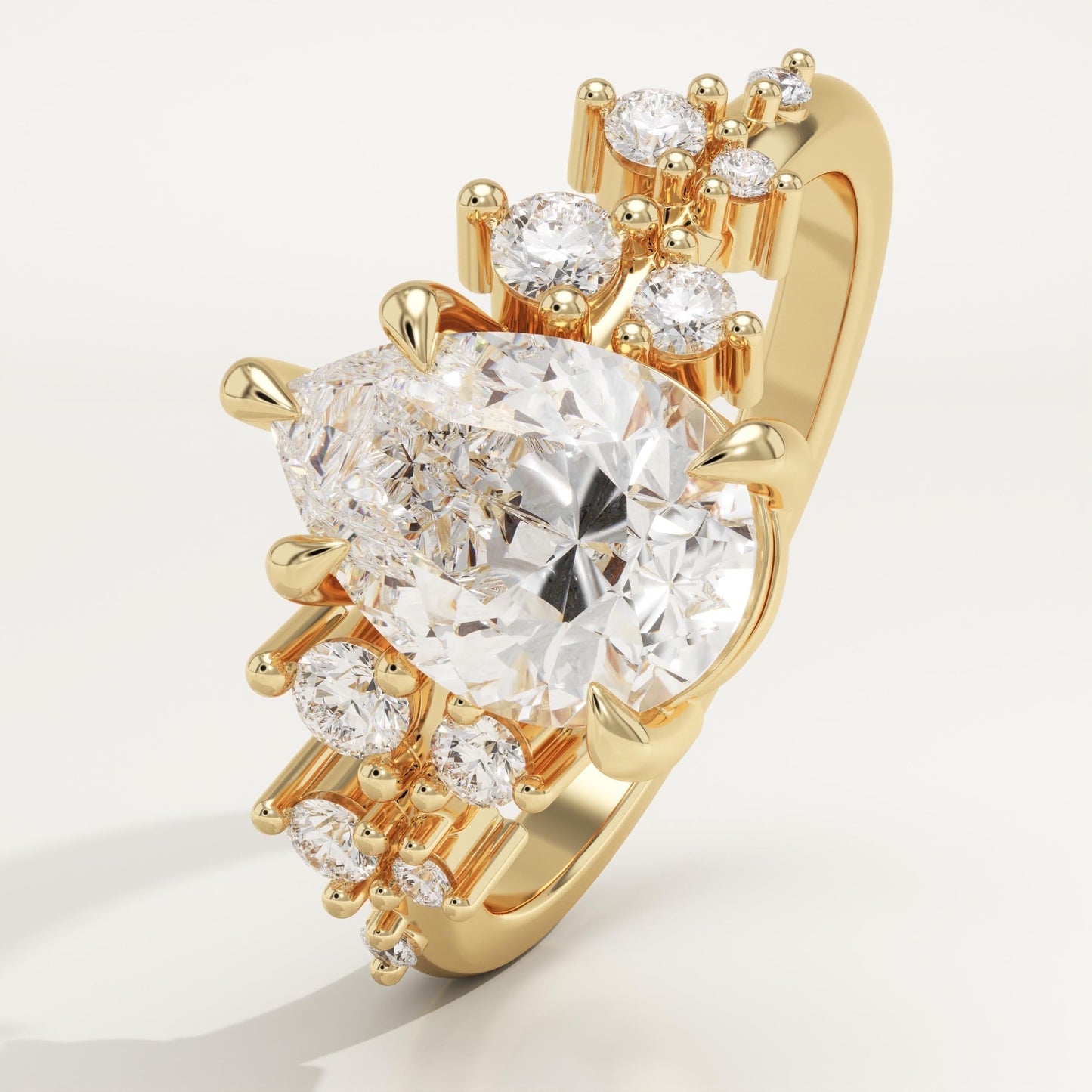 Pear Cut Cluster Lab-Grown Diamond Engagement Ring