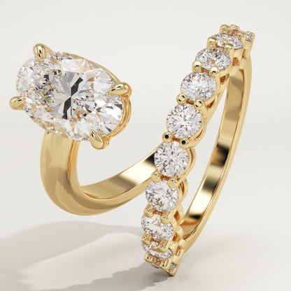 Oval Cut Pave Lab-Grown Diamond Engagement Ring