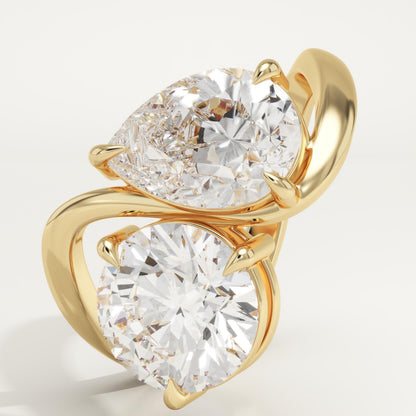 4 TCW Round & Pear Cut Toi Et Moi Lab-Grown Diamond Engagement Ring
