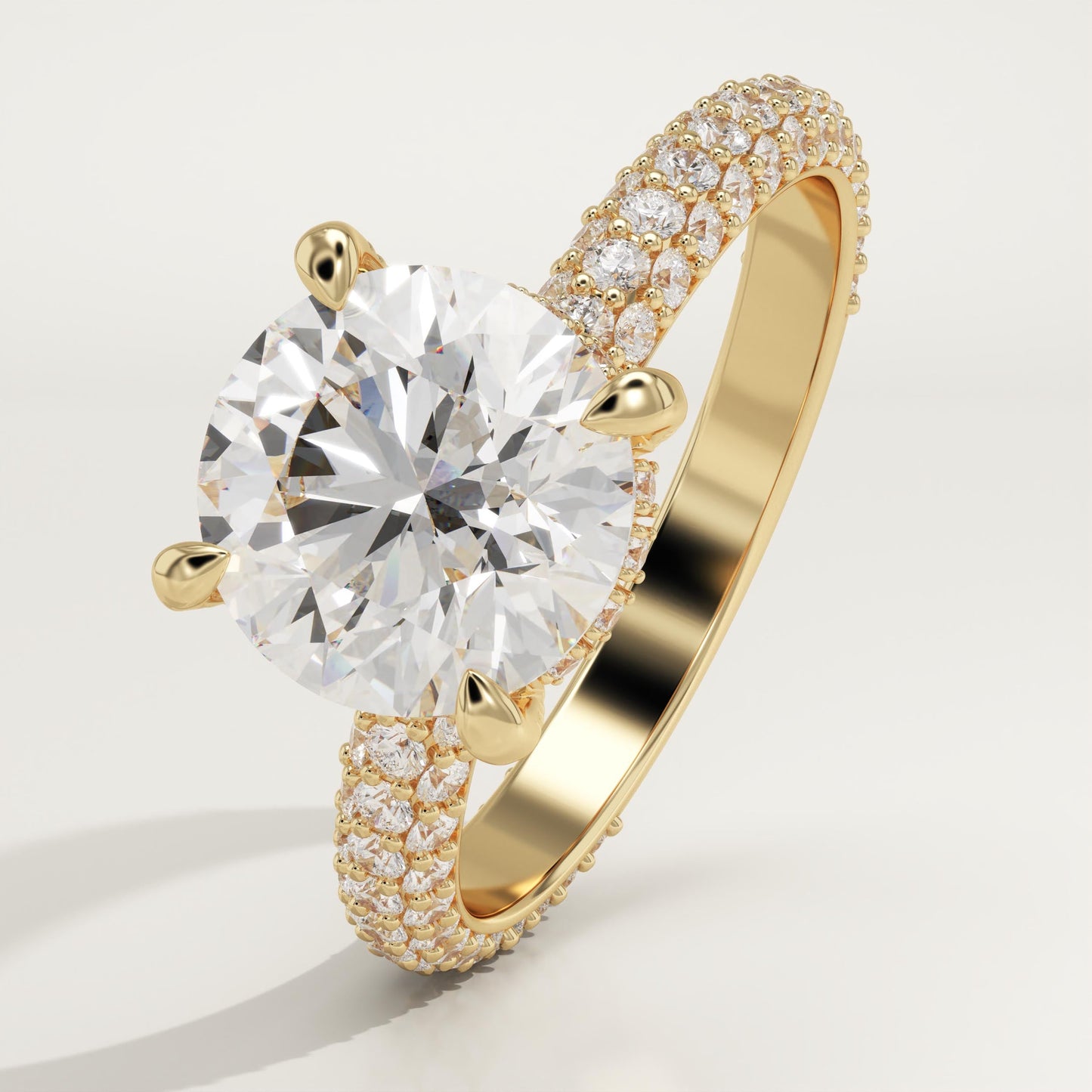 Round Cut Pave Lab-Grown Diamond Engagement Ring