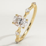 2.0 CT Oval Cut Dainty Pave Lab-Grown Diamond Engagement Ring