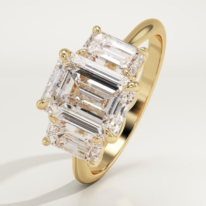 Emerald Cut Three Stone Lab-Grown Diamond Engagement Ring