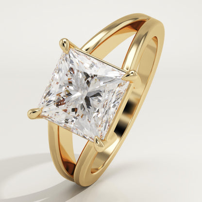 Princess Cut Solitaire Split Shank Lab-Grown Diamond Engagement Ring