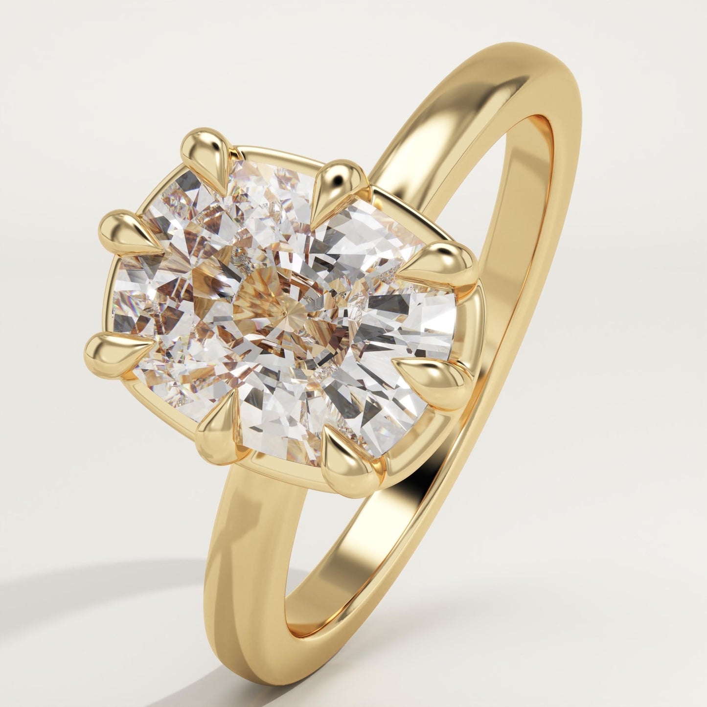 Elongated Cushion Cut Solitaire Lab-Grown Diamond Engagement Ring