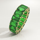 8.91 TCW Emerald Shaped May-Emerald Birthstone Wedding Band