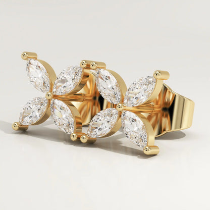 1.41 TCW Marquise Lab-Grown Diamond Flower Stud Earrings
