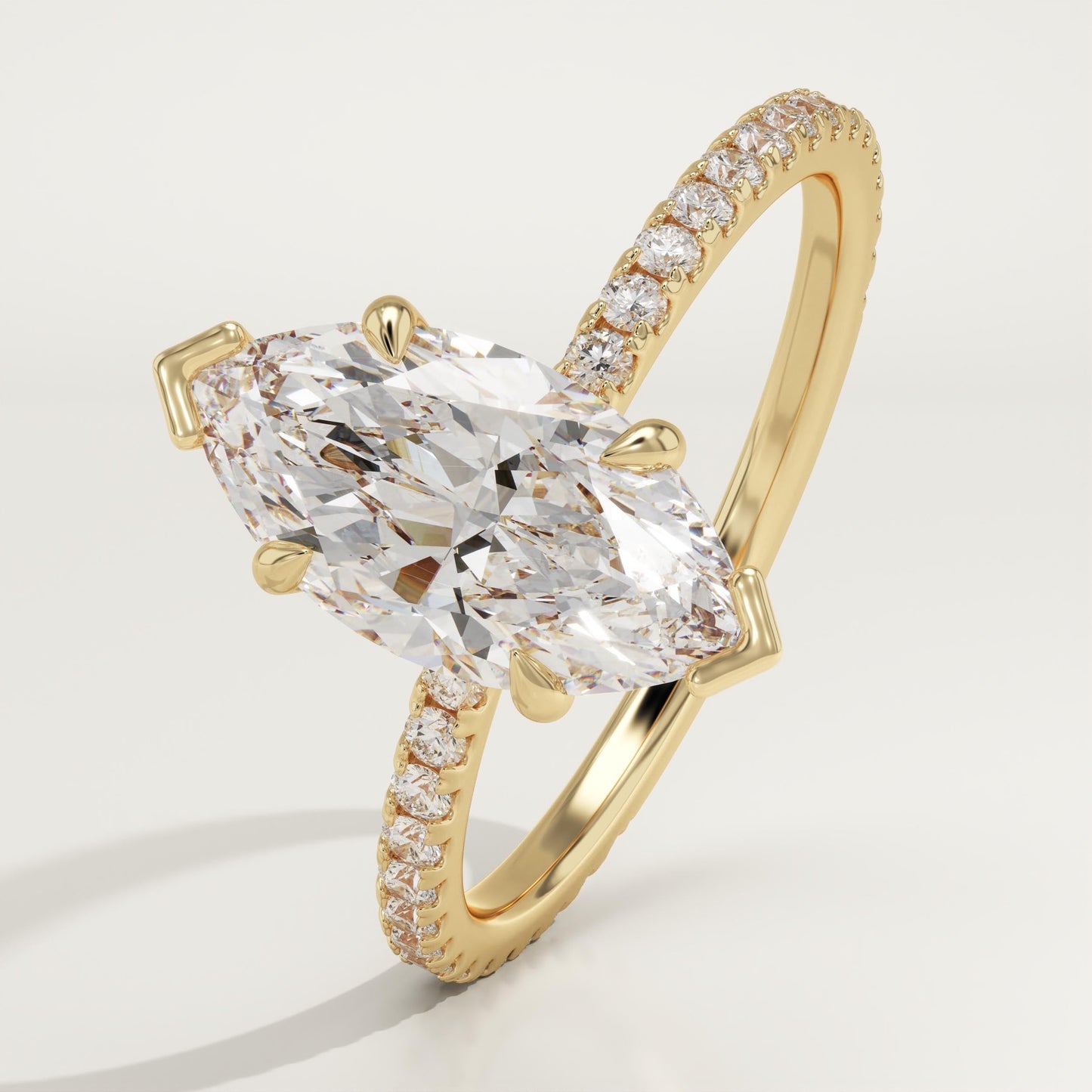 Marquise Cut Pave Lab-Grown Diamond Engagement Ring