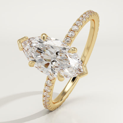 Marquise Cut Pave Lab-Grown Diamond Engagement Ring