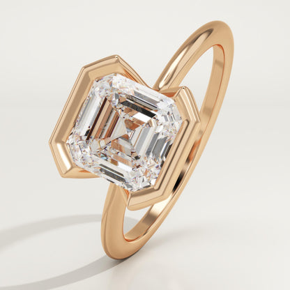 Asscher Cut Half Bezel Lab-Grown Diamond Engagement Ring