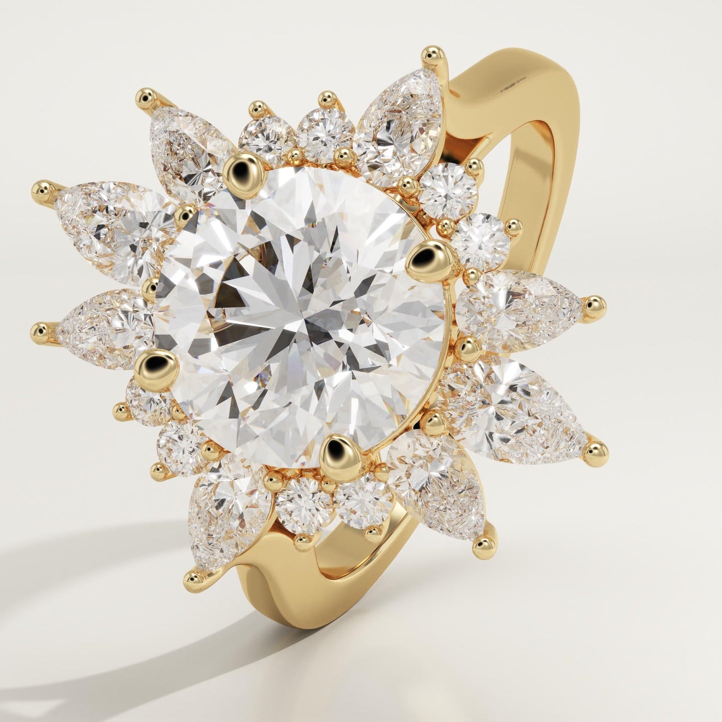 Round Cut Cluster Lab-Grown Diamond Engagement Ring