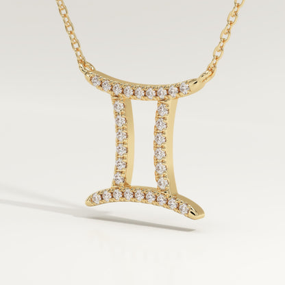 0.13 TCW Round Lab-Grown Diamond Gemini Zodiac Necklace