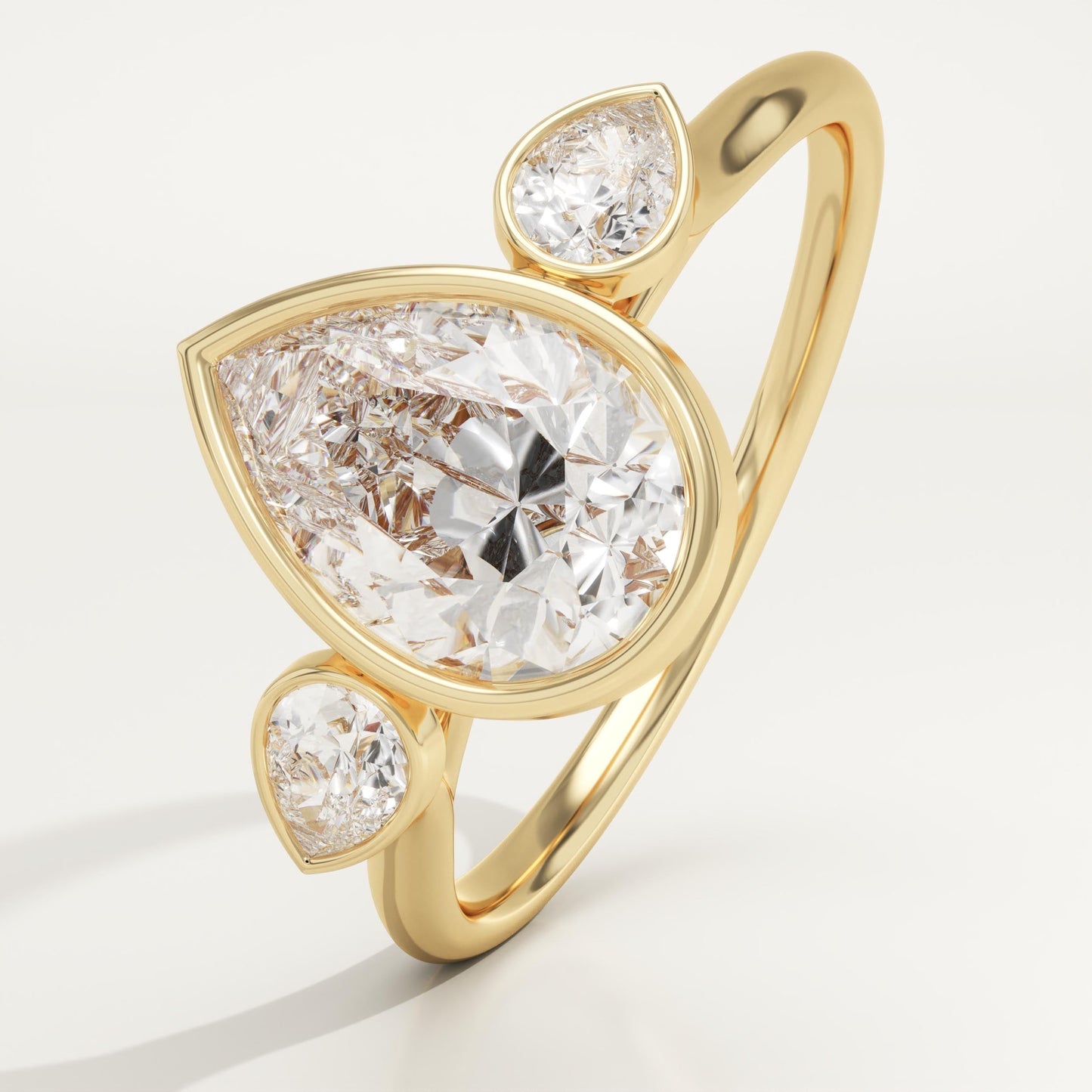Pear Cut Three Stone Lab-Grown Diamond Engagement Ring