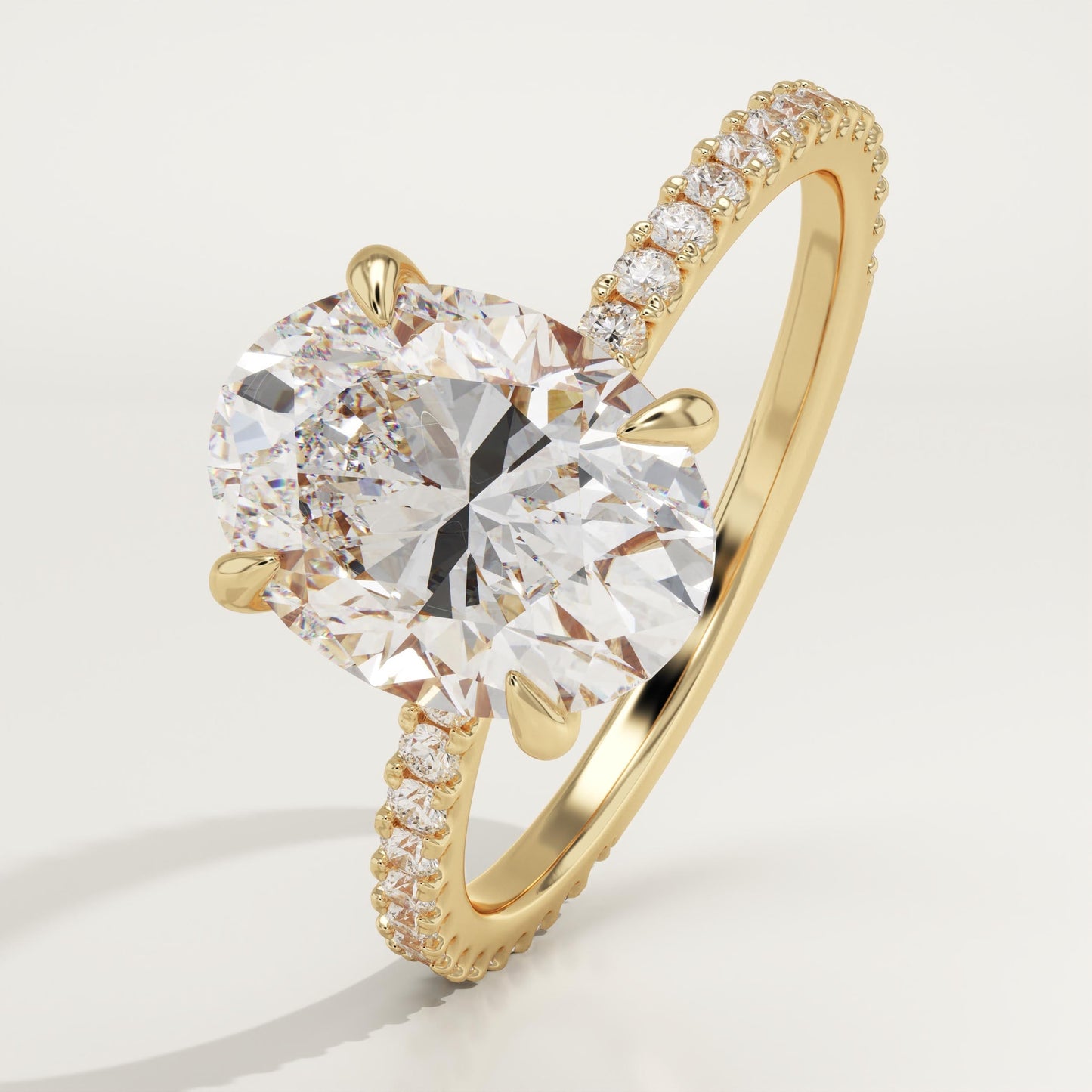 Oval Cut Pave Lab-Grown Diamond Engagement Ring