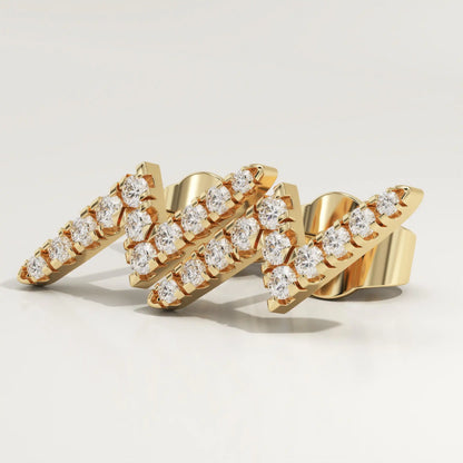 0.56 TCW Round Lab-Grown Diamond Lightning Stud Earrings