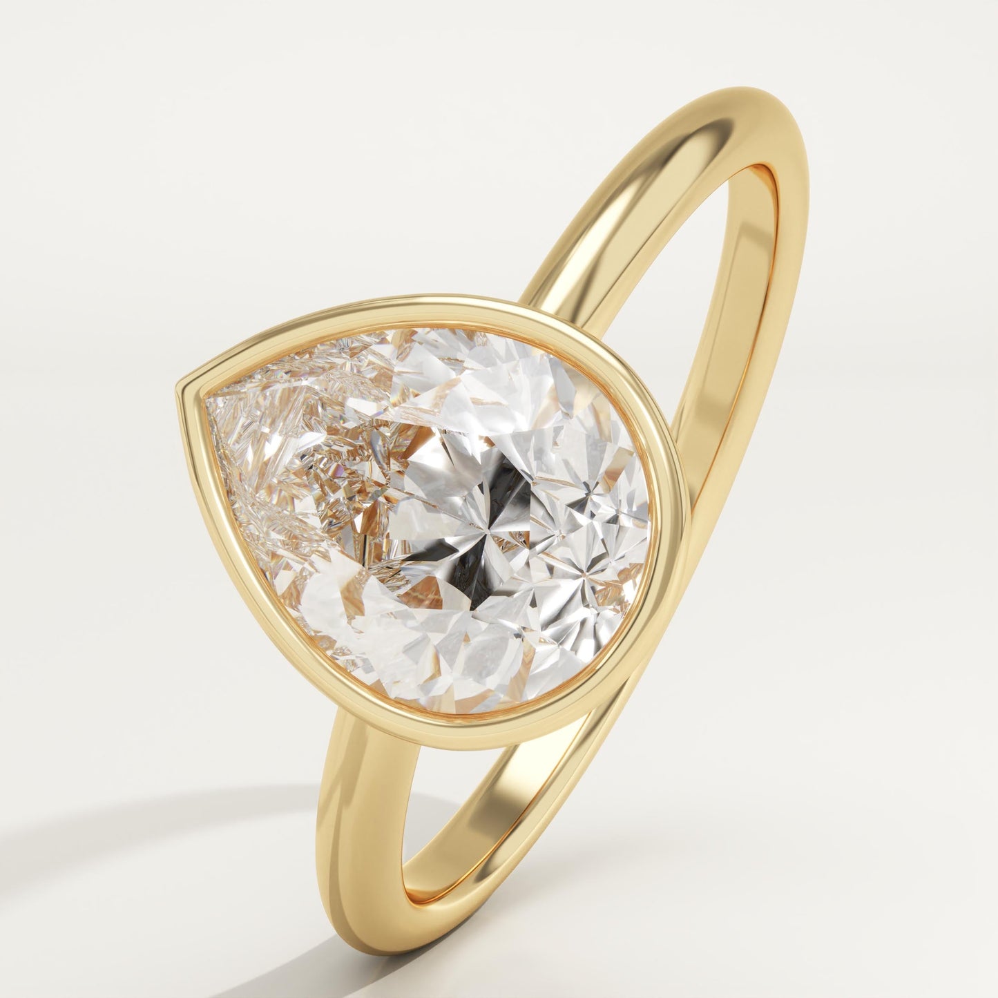 Pear Cut Bezel Lab-Grown Diamond Engagement Ring