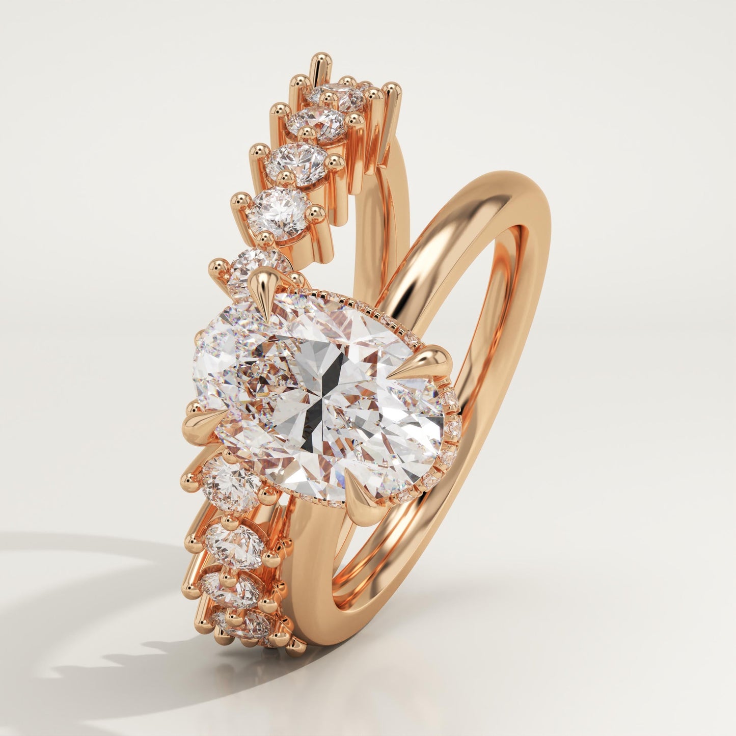 Oval Cut Double Shank Lab-Grown Diamond Engagement Ring