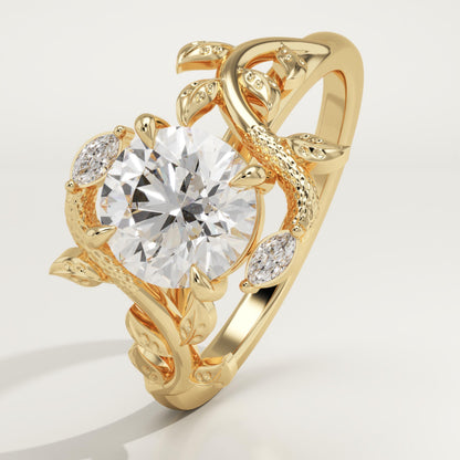 Round Cut Nature Inspired Lab-Grown Diamond Engagement Ring