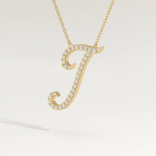 0.189 TCW Round Lab-Grown Diamond I Initial Necklace