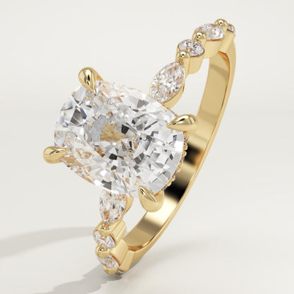 Elongated Cushion Cut Pave Lab-Grown Diamond Engagement Ring