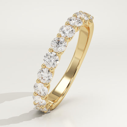 1.1 TCW Round Lab-Grown Diamond Half Eternity Wedding Band