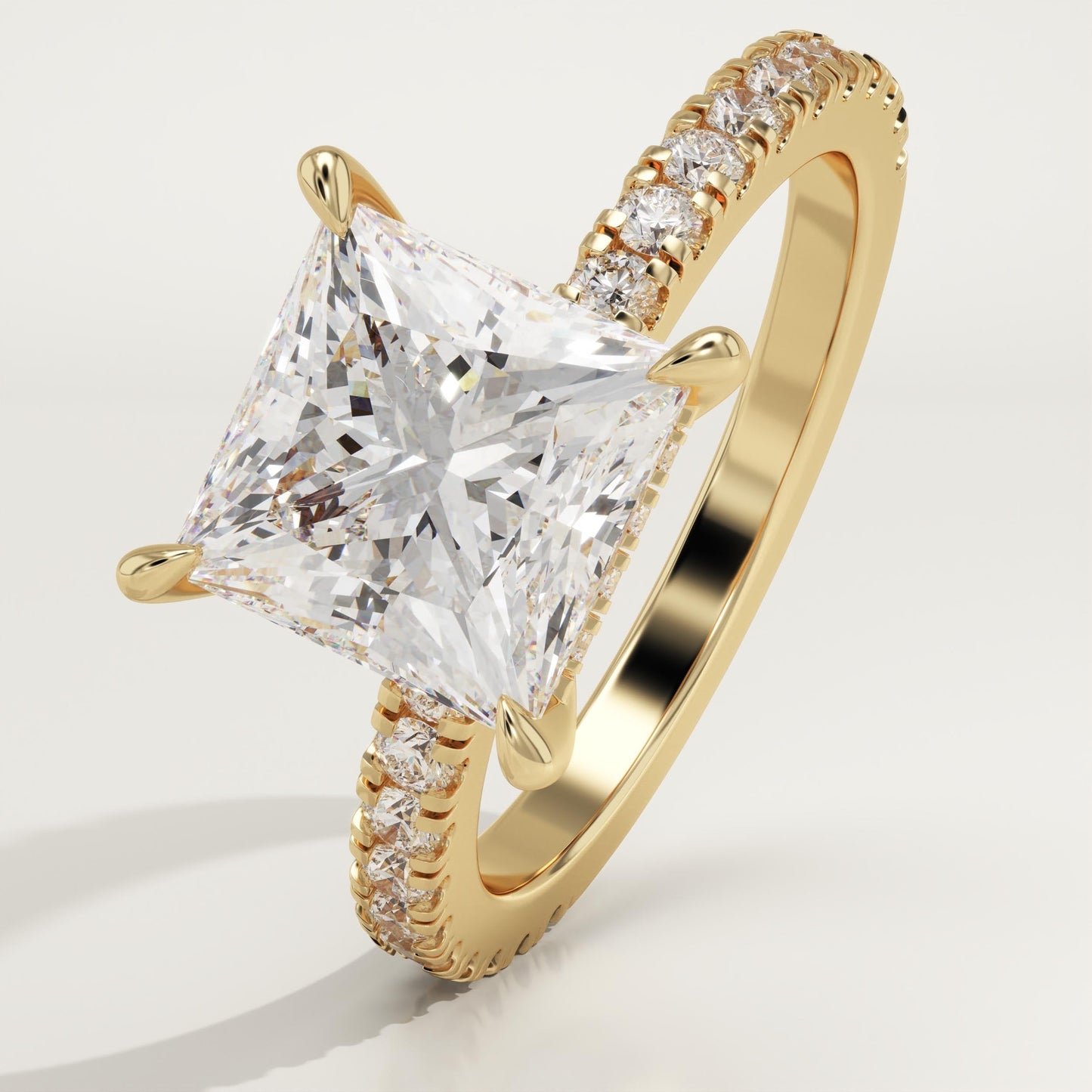 Princess Cut Hidden Halo & Pave Lab-Grown Diamond Engagement Ring