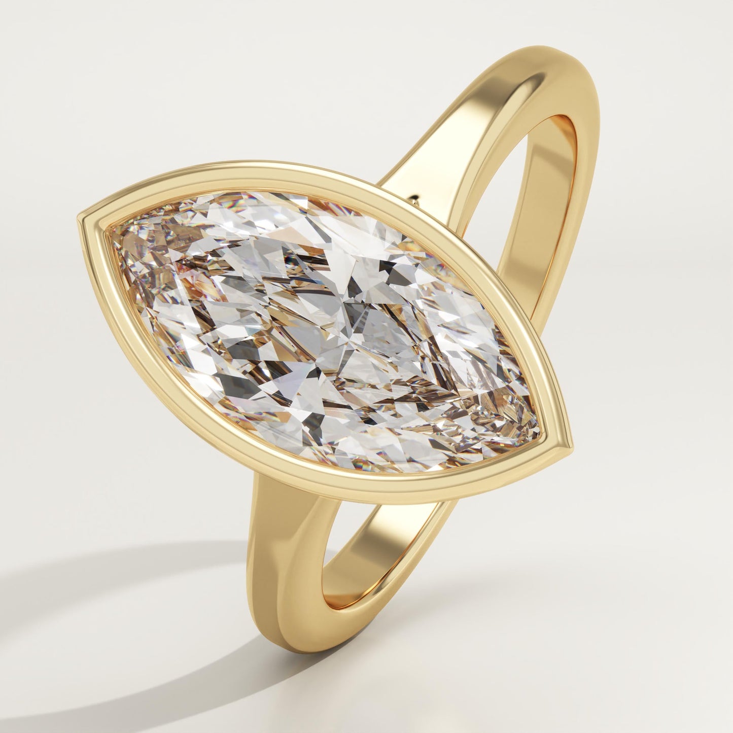 Marquise Cut Bezel Lab-Grown Diamond Engagement Ring
