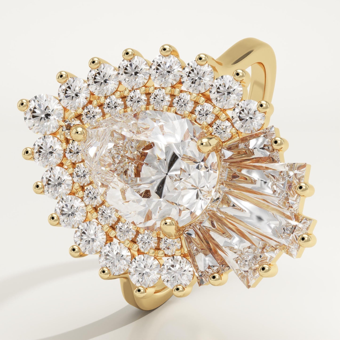 Pear Cut Cluster Lab-Grown Diamond Engagement Ring