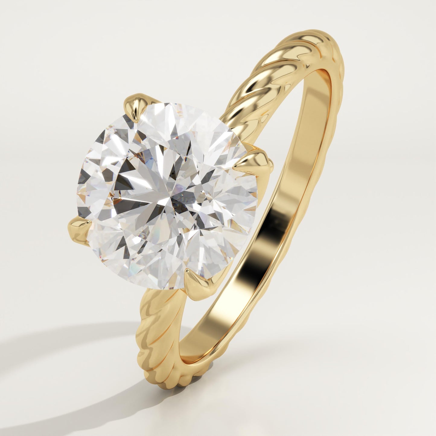Round Cut Twisted Shank Lab-Grown Diamond Engagement Ring