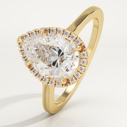 Pear Cut Halo Lab-Grown Diamond Engagement Ring
