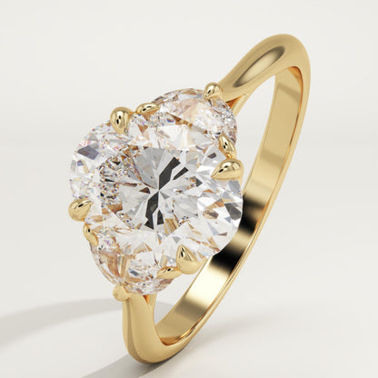 1.75 CT Oval Cut Three Stone Moissanite Engagement Ring