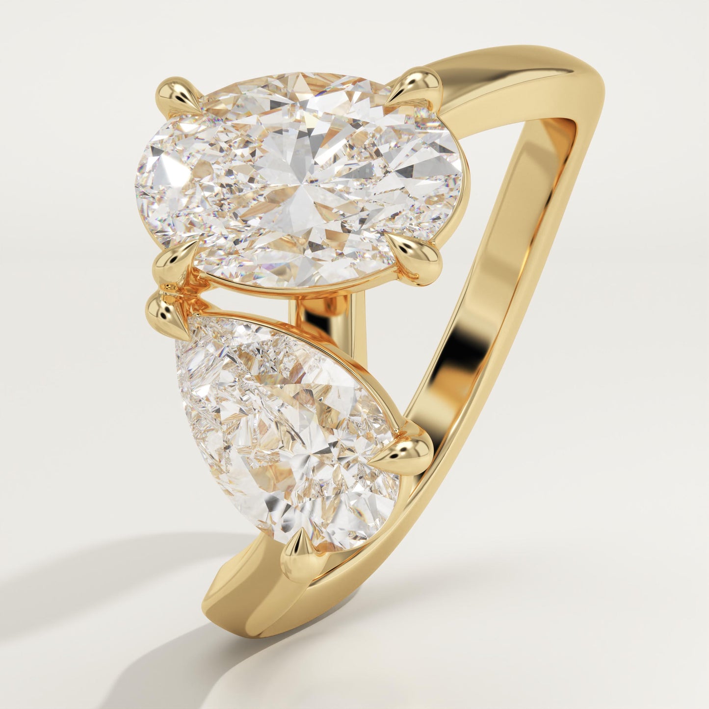 2.25 TCW Oval & Pear Cut Toi Et Moi Lab-Grown Diamond Engagement Ring