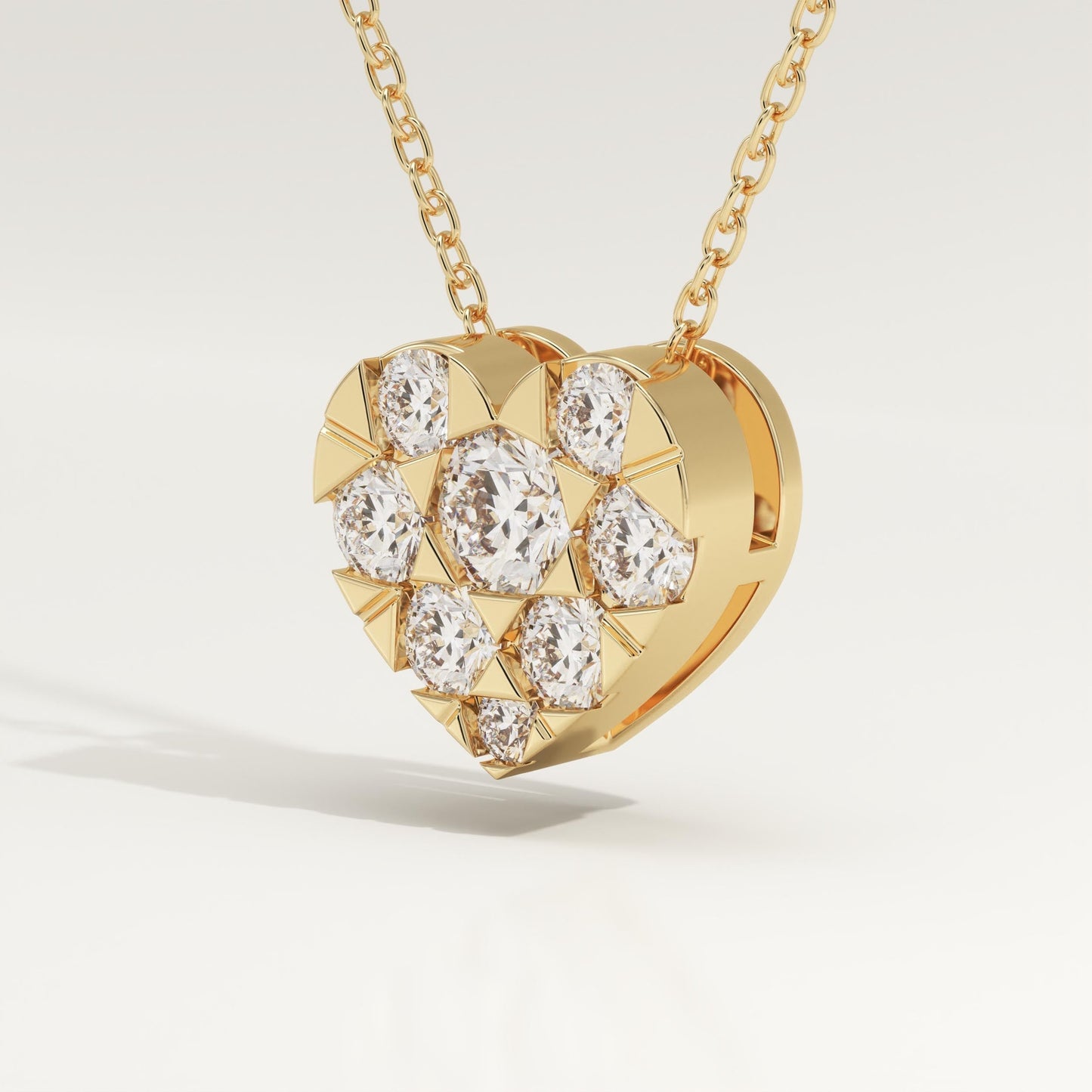 0.475 TCW Round Lab-Grown Diamond Heart Shaped Charm Necklace