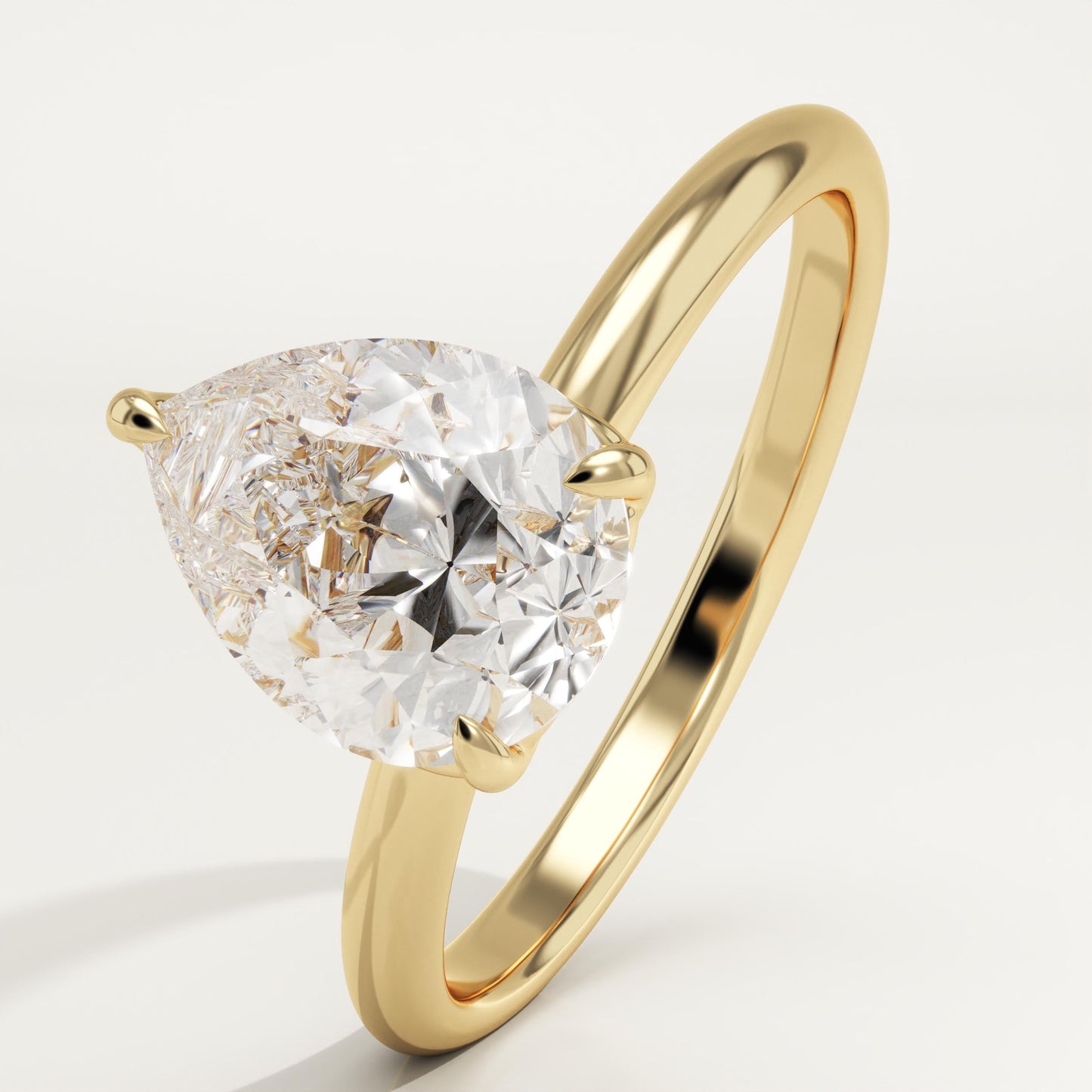 1.5 CT Pear Cut Solitaire Moissanite Engagement Ring