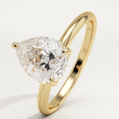 1.5 CT Pear Cut Solitaire Moissanite Engagement Ring