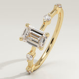 1.0 CT Emerald Cut Dainty Pave Lab-Grown Diamond Engagement Ring
