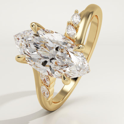 Marquise Cut Curved Pave Lab-Grown Diamond Engagement Ring