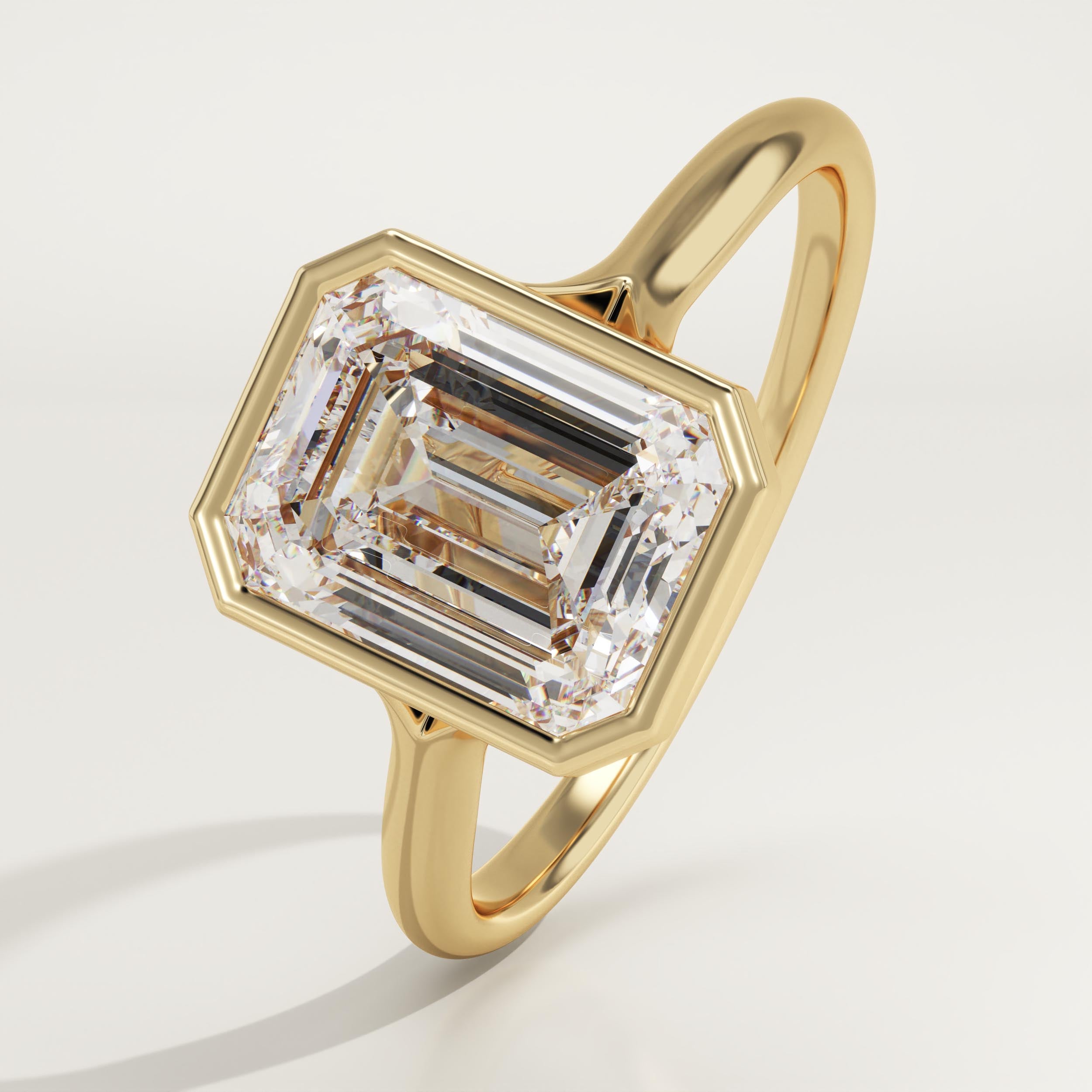 2.0 CT Emerald Cut Bezel Lab-Grown Diamond Engagement Ring