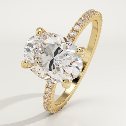 Oval Cut Hidden Halo & Pave Lab-Grown Diamond Engagement Ring