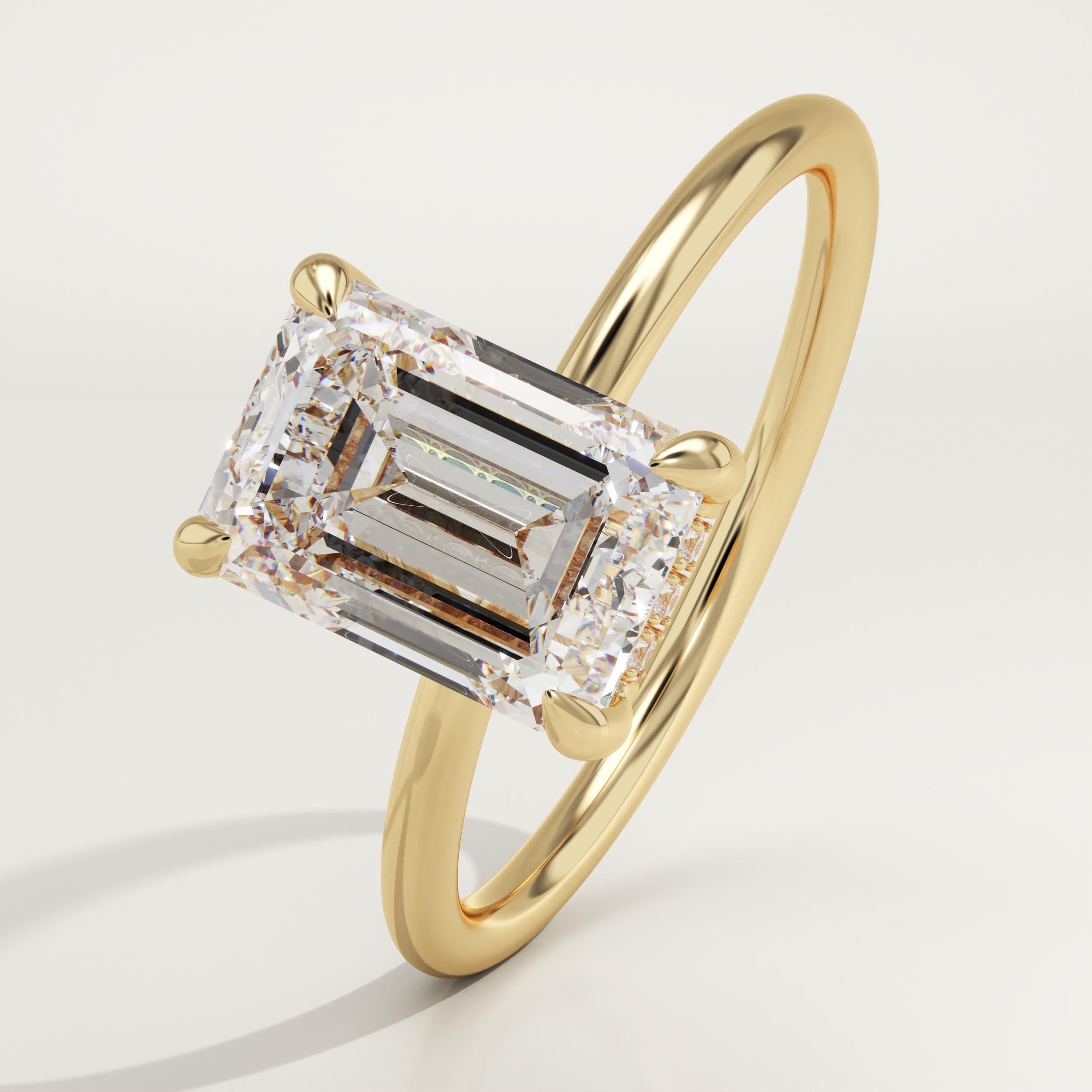 2.0 CT Emerald Cut Hidden Halo Lab-Grown Diamond Engagement Ring