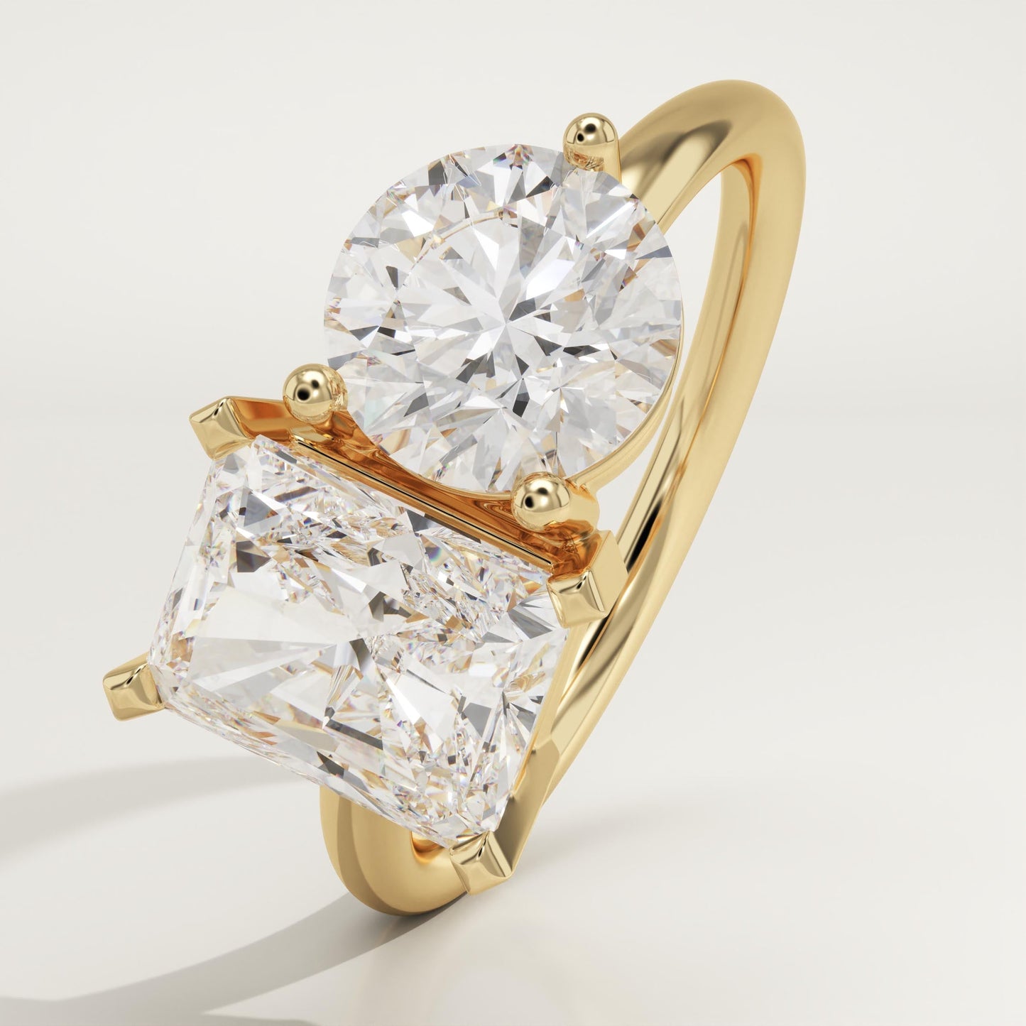 5 TCW Radiant & Round Cut Toi Et Moi Lab-Grown Diamond Engagement Ring