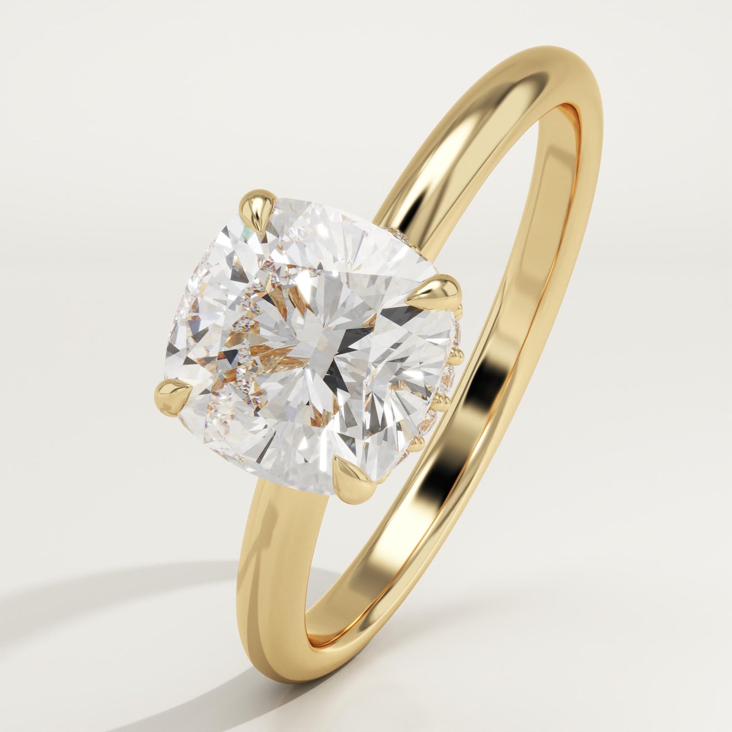 1.75 CT Cushion Cut Hidden Halo Moissanite Engagement Ring