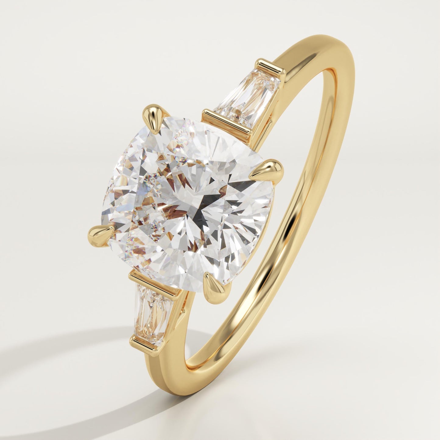 Cushion Cut Three Stone Lab-Grown Diamond Engagement Ring