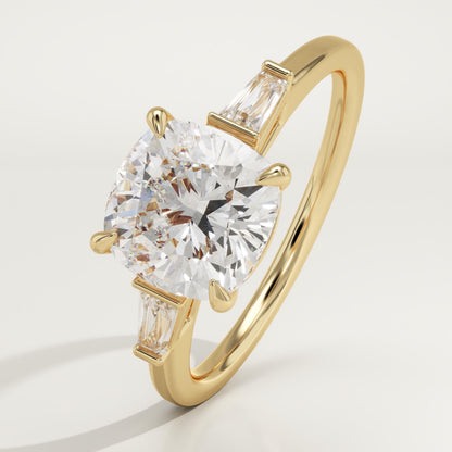 Cushion Cut Three Stone Lab-Grown Diamond Engagement Ring
