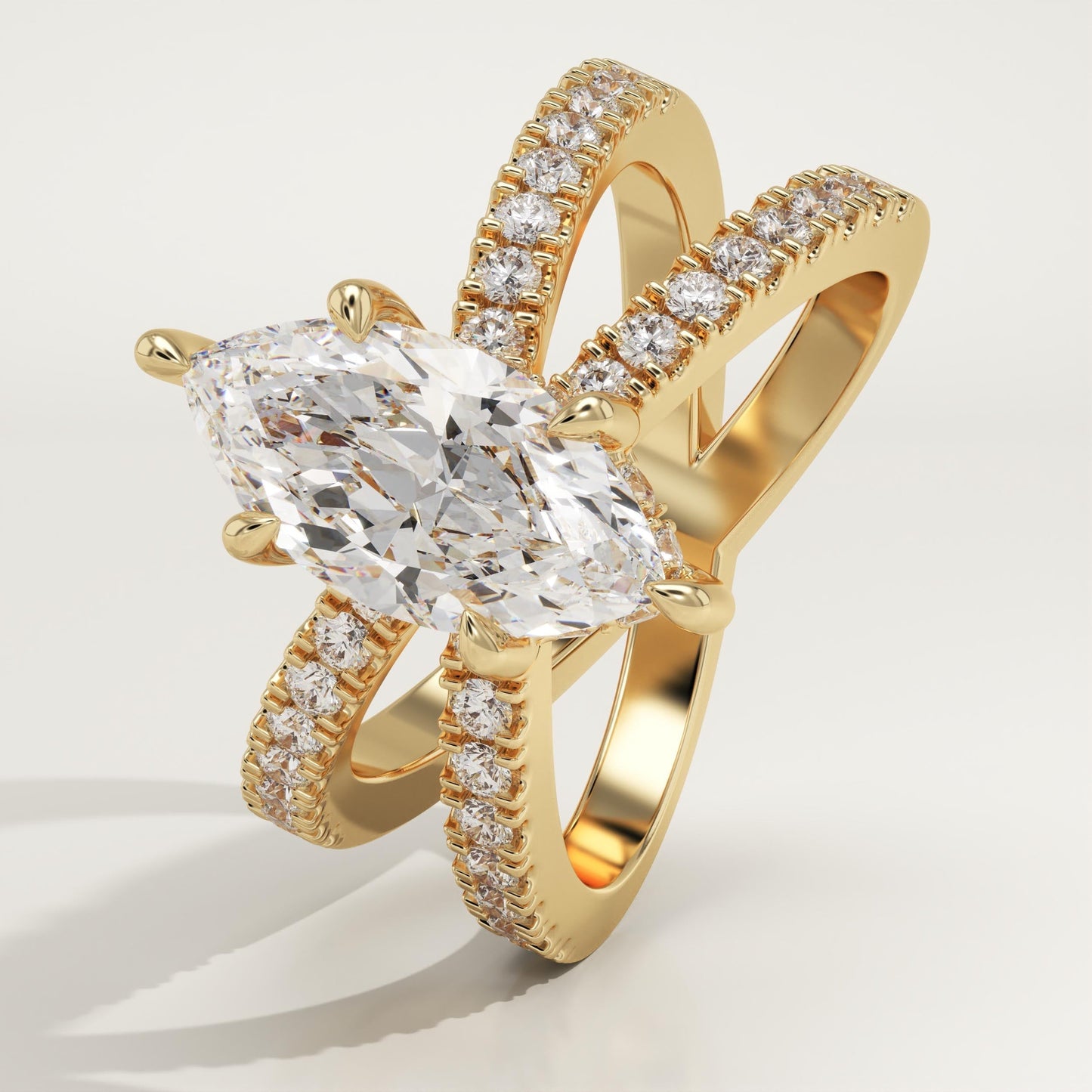 Marquise Cut Hidden Halo & Criss Cross Pave Lab-Grown Diamond Engagement Ring