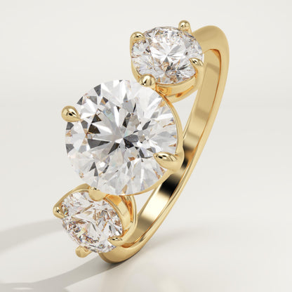 Round Cut Three Stone Lab-Grown Diamond Engagement Ring