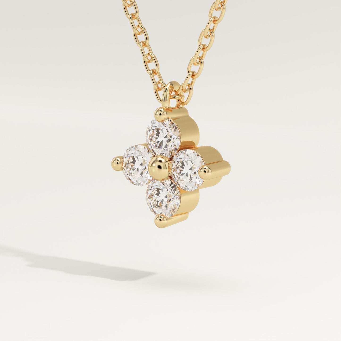 0.16 TCW Round Lab-Grown Diamond Flower Charm Necklace