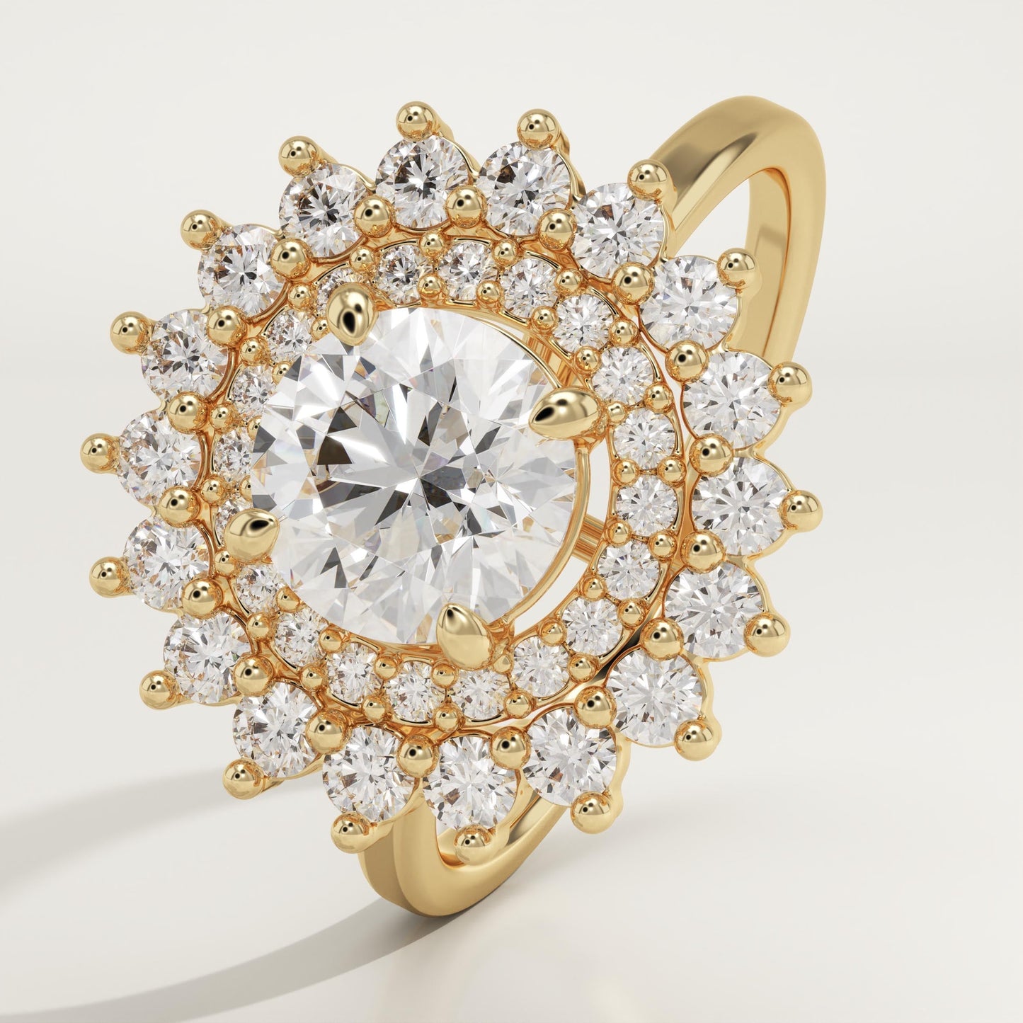 Round Cut Double Halo Lab-Grown Diamond Engagement Ring