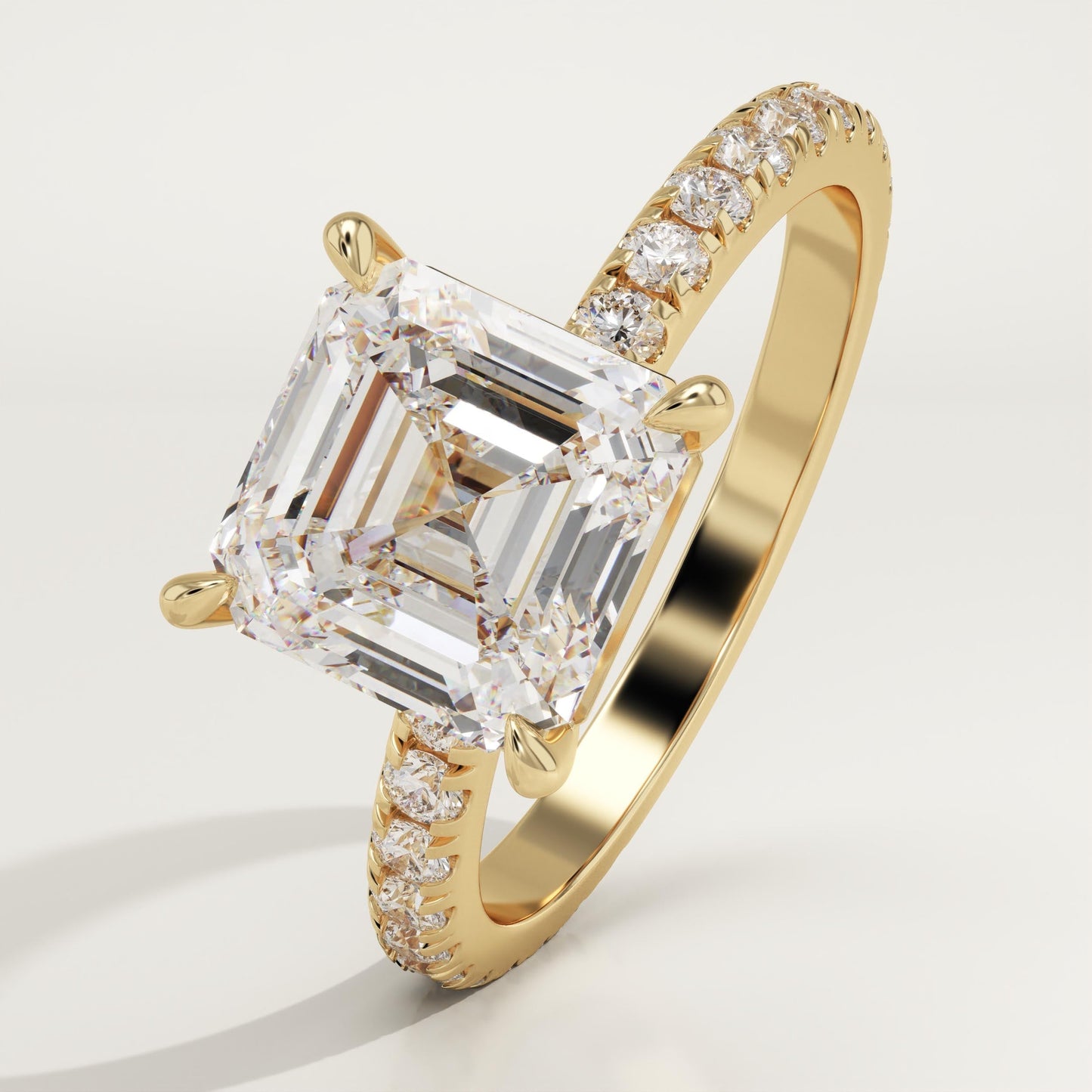 Asscher Cut Pave Lab-Grown Diamond Engagement Ring