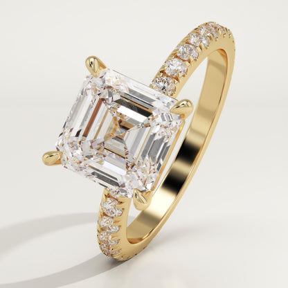 Asscher Cut Pave Lab-Grown Diamond Engagement Ring